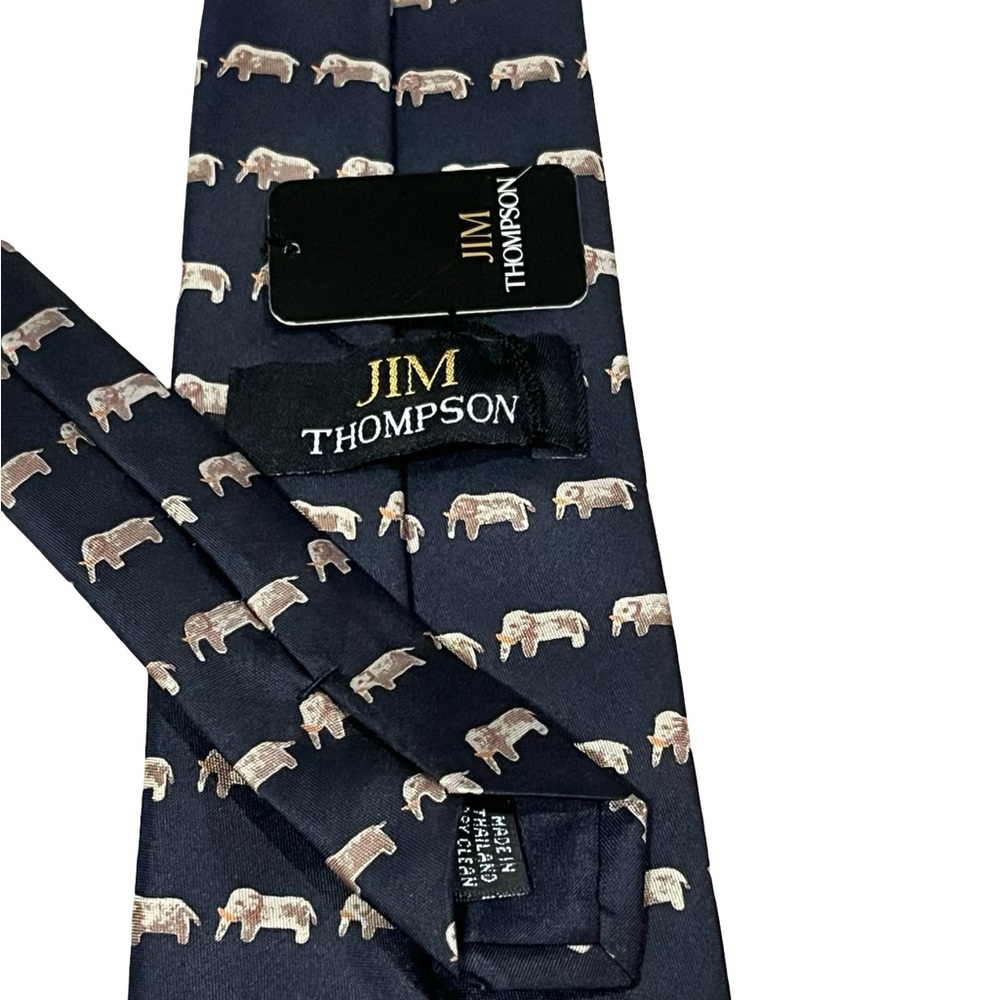 Jim Thompson elephant print 100% Thai silk tie - NWT ELEPHANT PRINT TIE